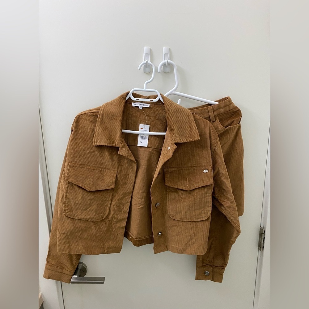Cute brown jacket & skirt corduroy set NWT - Picture 4 of 6